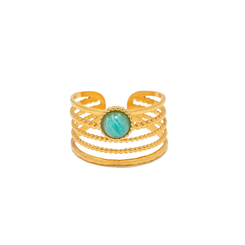 Blue Stone Open Ring (Adjustable)
