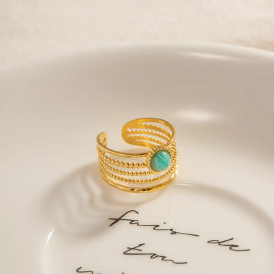 Blue Stone Open Ring (Adjustable)