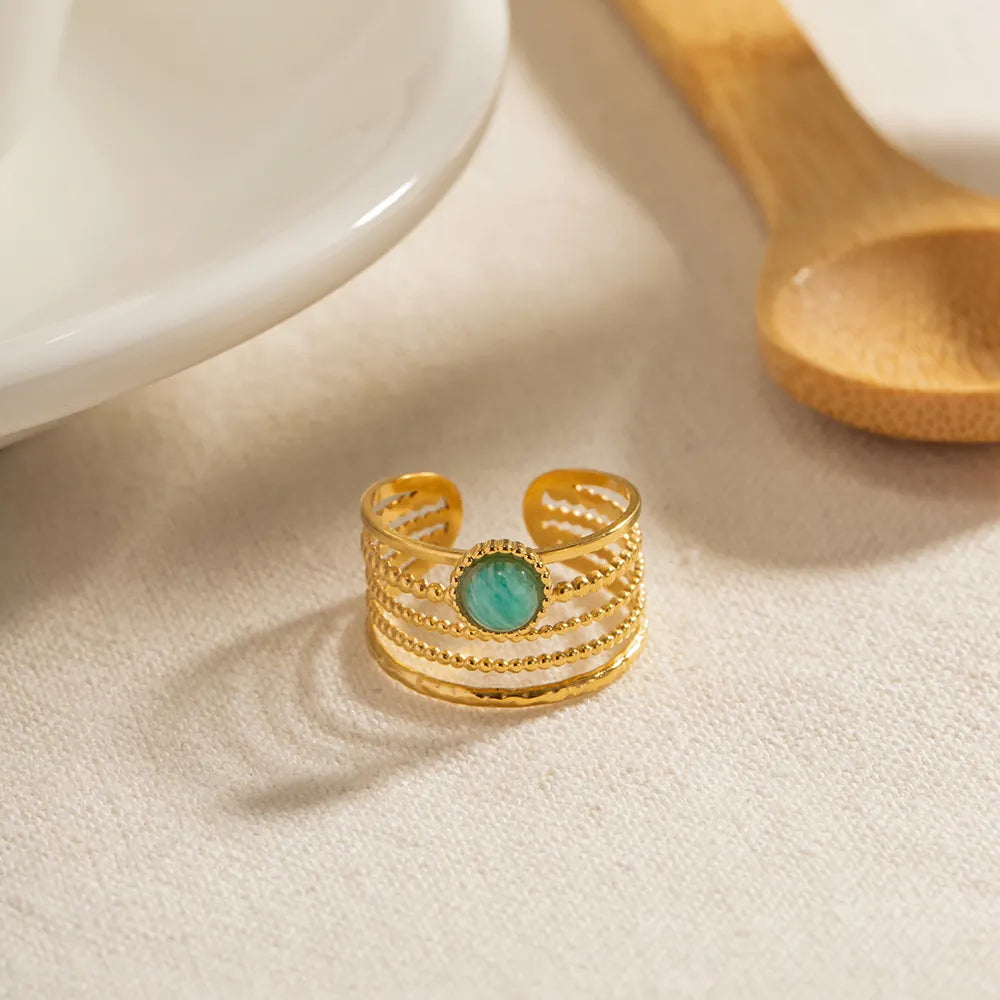 Blue Stone Open Ring (Adjustable)