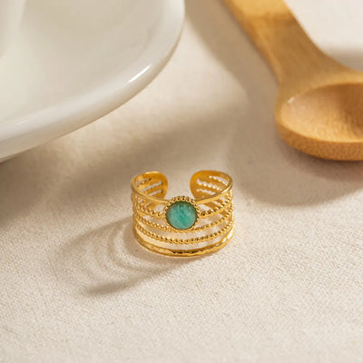 Blue Stone Open Ring (Adjustable)