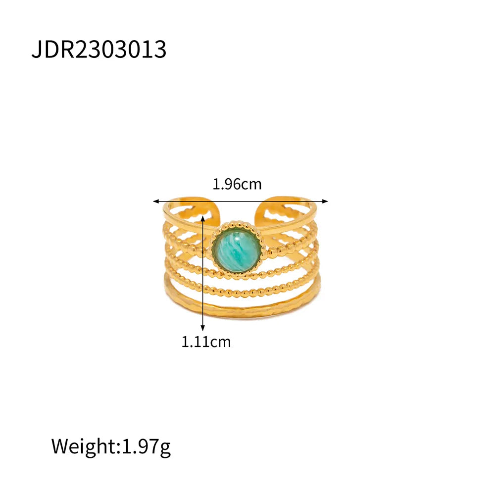 Blue Stone Open Ring (Adjustable)