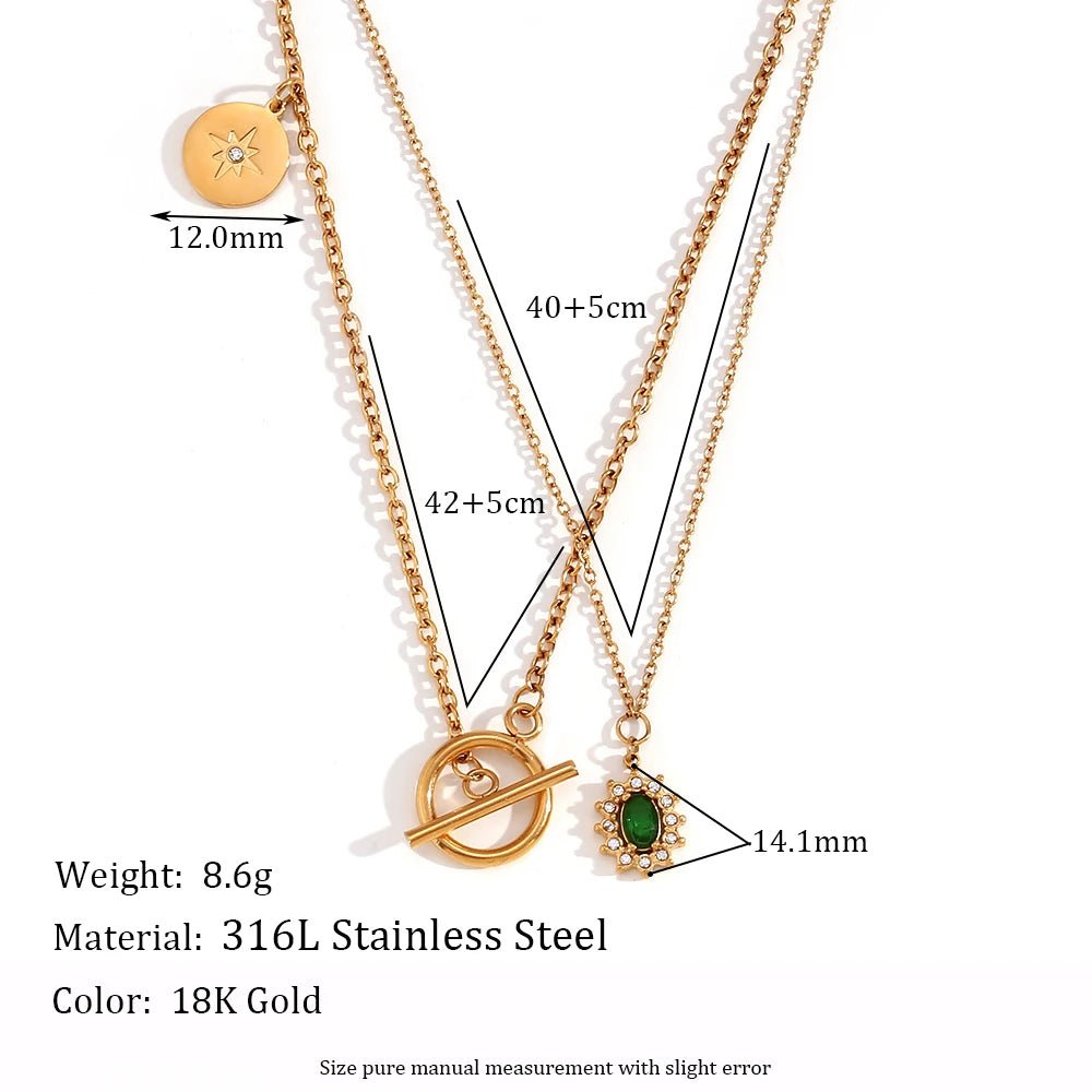 Dual Elegance - 18K Gold Plated Necklace - SEODRE